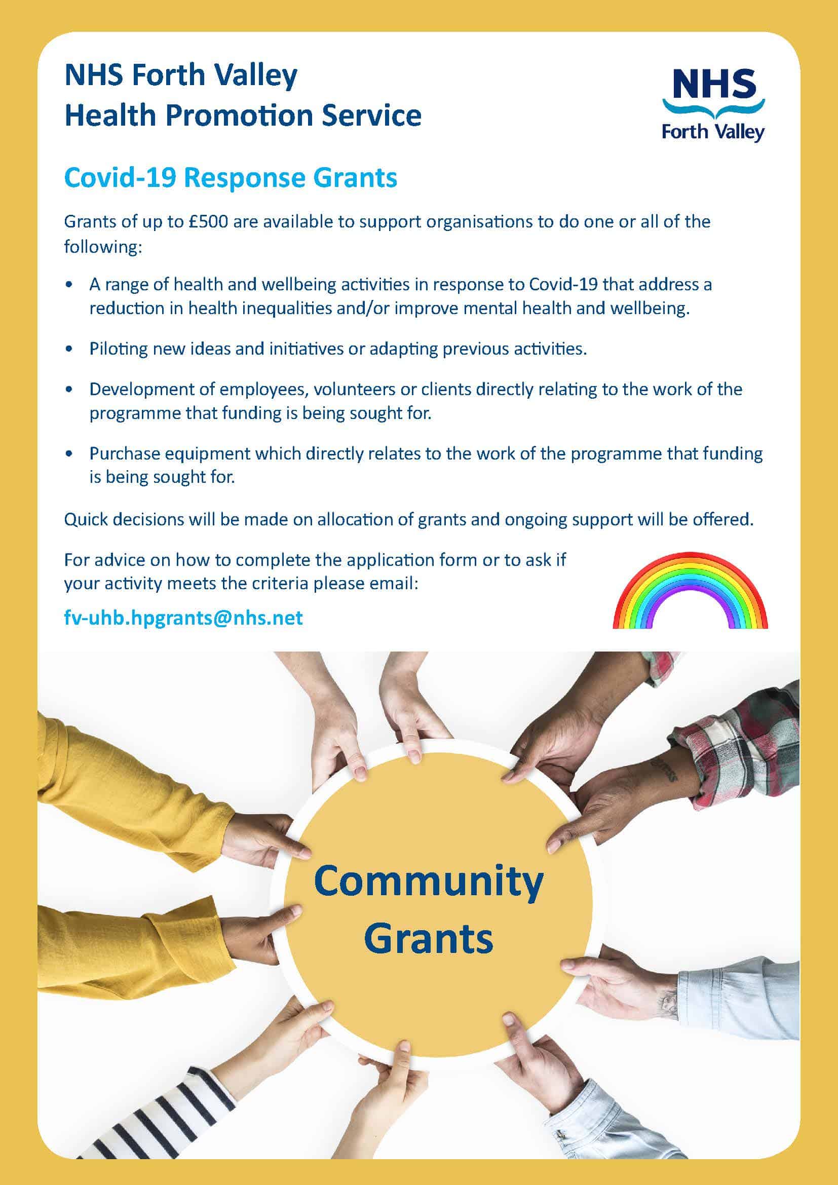 NHS Forth Valley Health Promotion Service COVID19 Response Grants